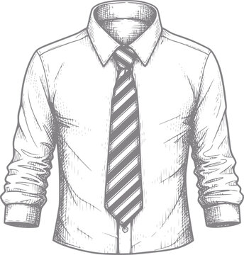Of a man's dress shirt and striped tie