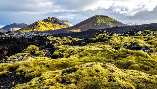 Vulkanlandschaft mit schwarzem Lavagestein