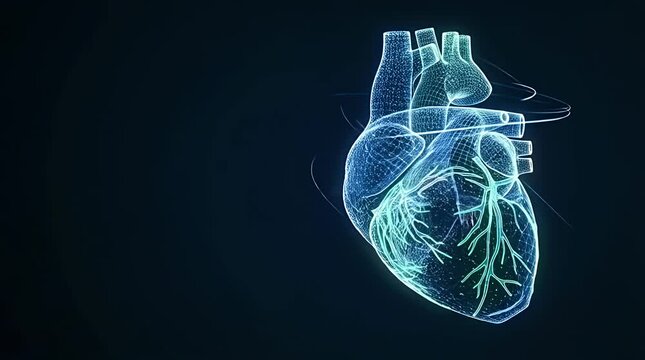 Glowing Holographic Heart Model with Data Visualization