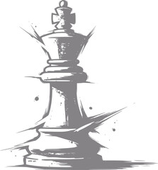 Obraz premium Stylized chess king piece with dynamic brushstrokes and splatter effect
