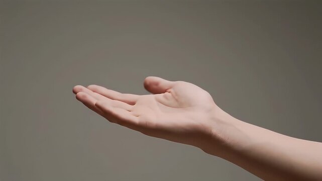Empty Open Hand with Palm Up on Neutral Background