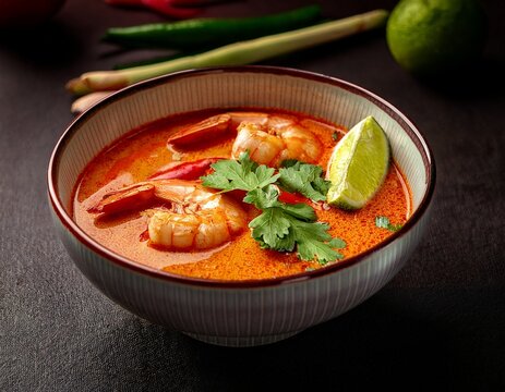 spicy thai tom yum goong shrimp soup