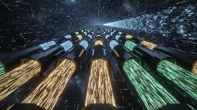 Abstract space tunnel with light streaks perfect for UI/UX elements and digital motion graphics