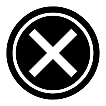 Error Symbol: A stark black circle with a thick white 'X' inside, representing a clear indication of 'no', 'wrong', or 'incorrect'.