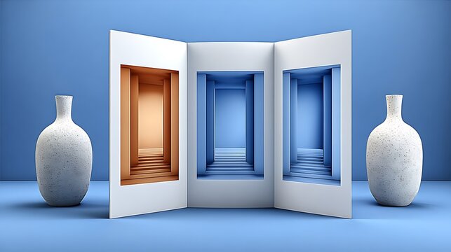 Minimal brochure mockup set tri fold bi fold z fold paper layouts images illustrator