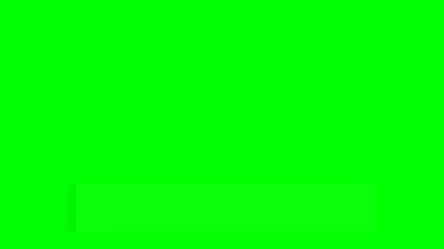 Blank flat design lower third bar with profile icon and text placeholders on green screen for video production