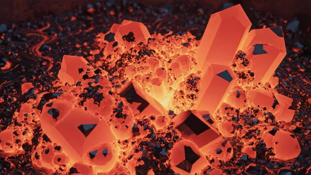Lava flow with glowing rocks ideal for sleek commercial backgrounds and title sequences