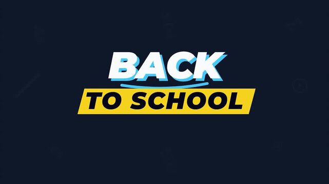 Back to school typography animation with yellow highlight