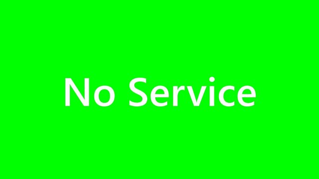 Mobile signal indicator bars decreasing from 5G to No Service on green screen showing connectivity loss and network failure.