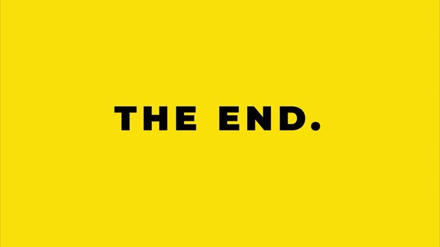 Minimalist animation sequence transitioning to the end title card