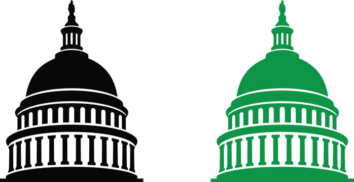 Vector icon of the us capitol building in black and green