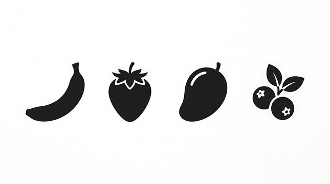 Black silhouette icons of coffee beans and cup.