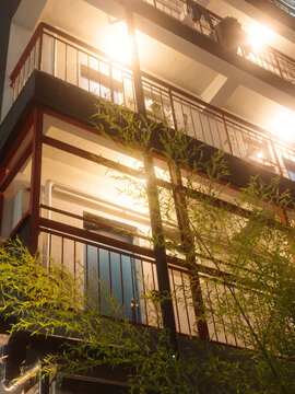 Japanese Apartment at Night