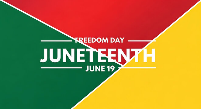 Juneteenth Freedom Day greeting banner with tri color blocks