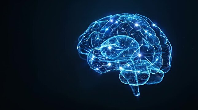 Glowing Holographic Brain Visualization with Digital Connections