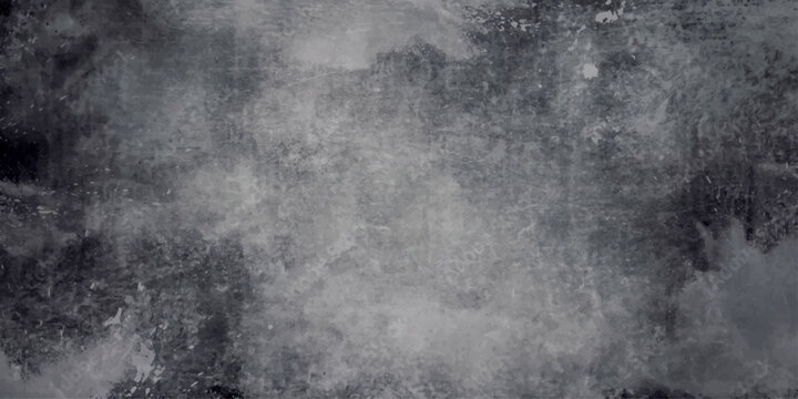 Dark and vintage grunge pattern with water flowing into a pool creating abstract mist and steam drops on an old gray wall texture backgrounds