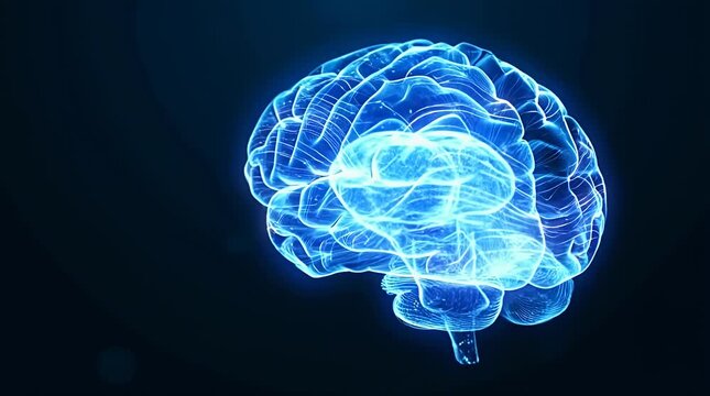 Glowing Holographic Brain Visualization with Digital Connections