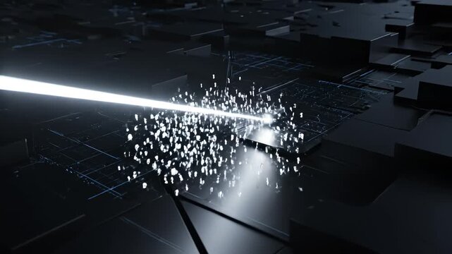 Abstract dark geometric pattern with light beam ideal for creative backgrounds and modern web design