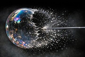 Fototapeta premium A close-up shot of a stick poking out of a soap bubble
