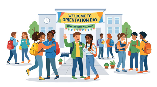 students on school orientation day.