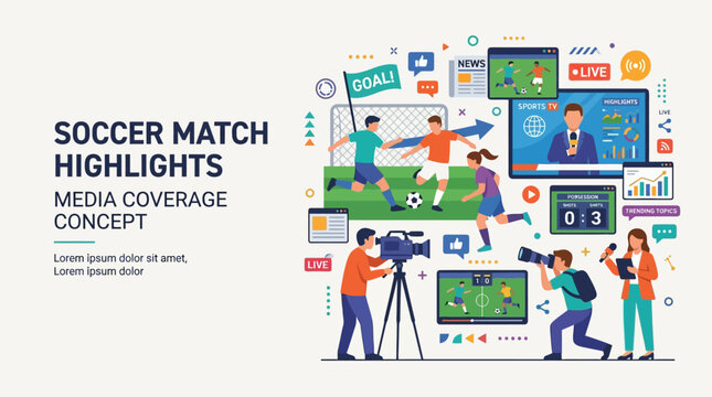 Media coverage of a soccer match.