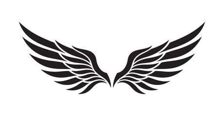 Fototapeta premium Black stylized wings graphic design symbol
