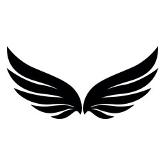 Fototapeta premium Black stylized wings symbol with feather details