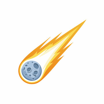 Cartoon Meteoroid with Fiery Tail