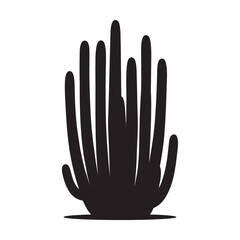 Fototapeta premium Vector Silhouette Illustration of a Multi Stemmed Cactus Plant Isolated on White Background for Desert Botanical Branding