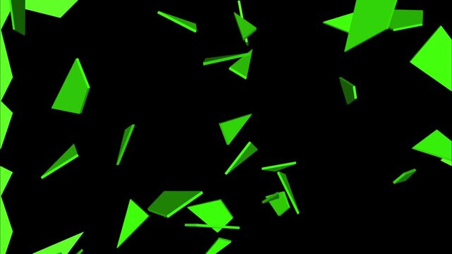 Realistic Green Screen Wall Shattering, Glass Break and Destruction Animation. 3D Concrete Wall Exploding into Pieces with Chroma Key Background. Creative Cracking and Breaking Surface Transition