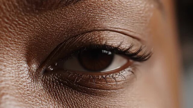 Close-up of a human eye, showing the intricate details of the iris and skin texture, representing vision and perception.