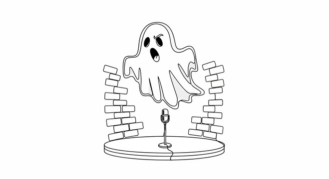 Spooky ghost on a stage.