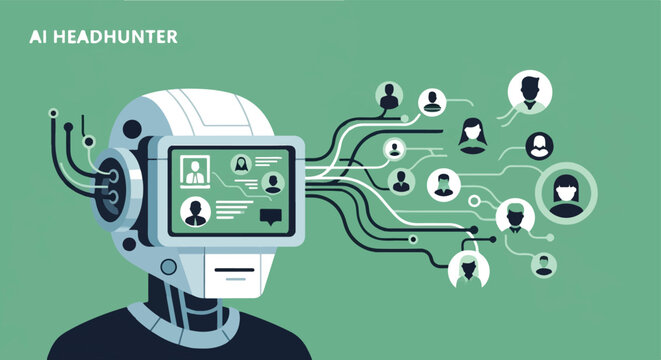 Artificial intelligence robot recruiting digital professional network connections.