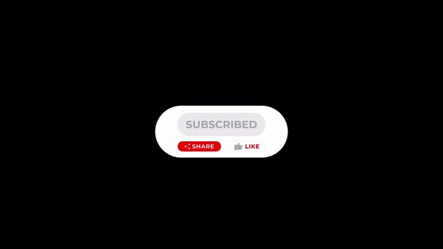 YouTube subscribe button, red and white, on black background, social media icon