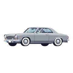 Fototapeta premium Classic gray coupe car illustration on a white background