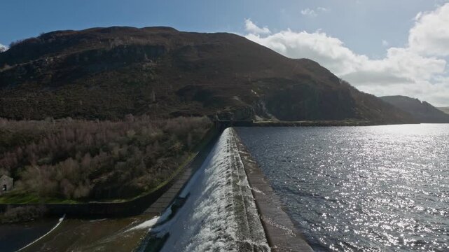 Cabon Coch Dam overflowing, Elan Valley