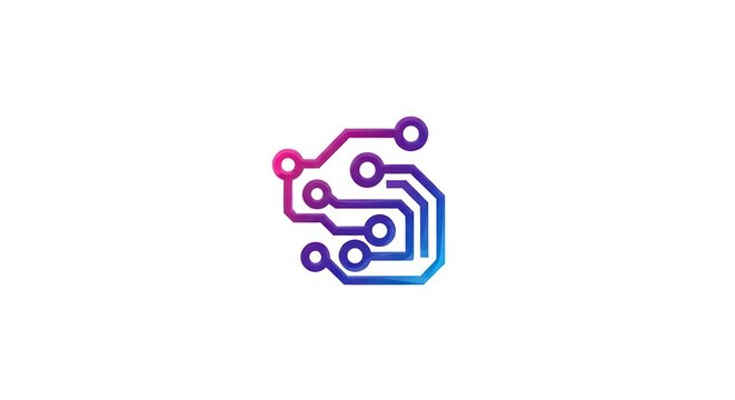 Colorful technology circuit board pattern logo