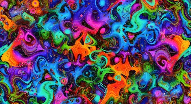 Vibrant Psychedelic Swirling Patterns with a Spectrum of Bright, Chaotic Colors