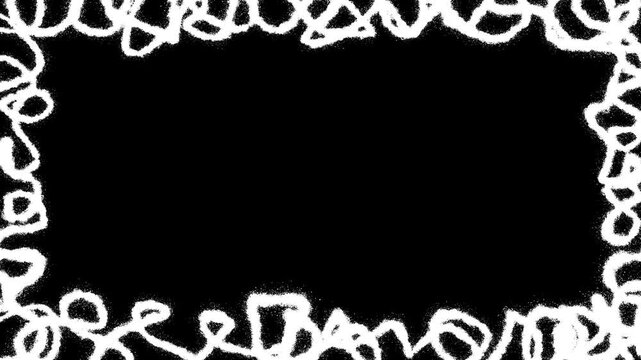 Scribble Doodle Line Frame Background Loop - black