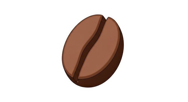 Single roasted coffee bean illustration on white background