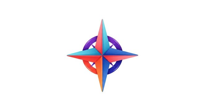 Vibrant 3d star compass navigation icon