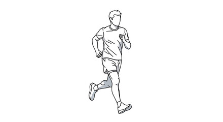 Man Running Silhouette Sketch, Athlete Jogging Outline Drawing, Fitness and Sport Concept © Miftachul