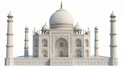 Obraz premium Iconic Taj Mahal Monument in India, a Majestic White Marble Mausoleum