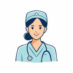 Fototapeta premium Cartoon Nurse with Stethoscope and Cap