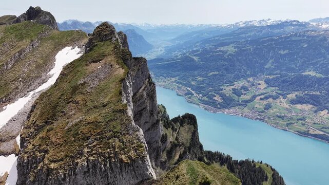 view from the mountain, lake Switzerland 