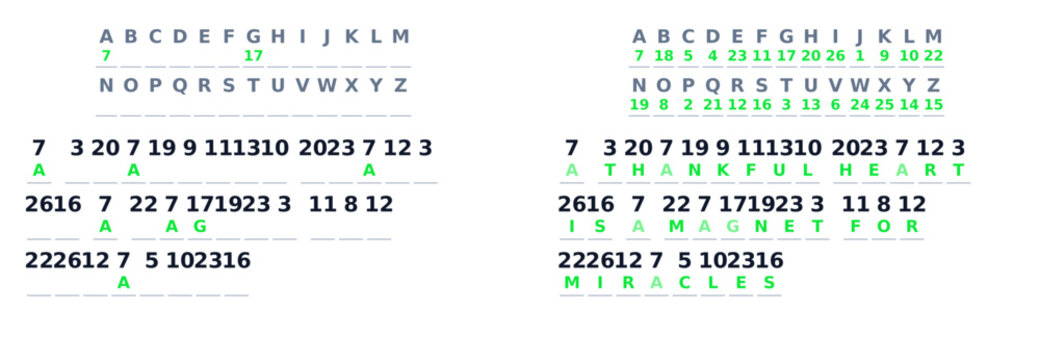 Secret code game with letters and numbers in a puzzle format  