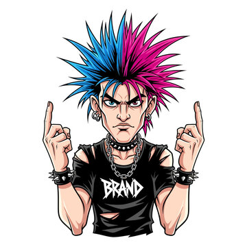 Punk Rocker Illustration: Spiked Hair and Gesture