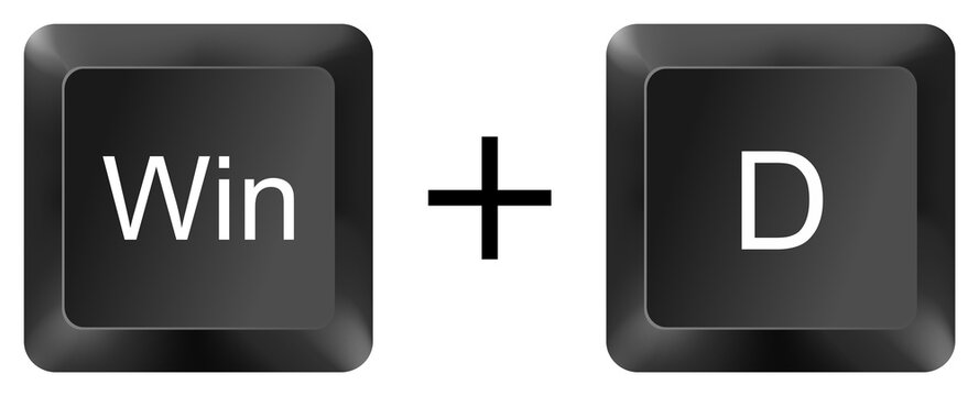 Win  D  Desktop ShowHide computer keyboard shortcut key button 3d icon symbol sign isolated on white background