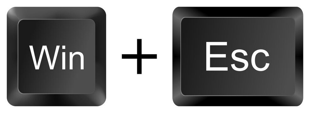 Win  Esc  Close Magnifier computer keyboard shortcut key button 3d icon symbol sign isolated on white background