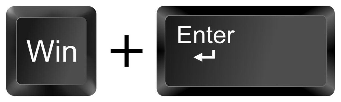 Win Enter Narrator Start computer keyboard shortcut key button 3d icon symbol sign isolated on white background
